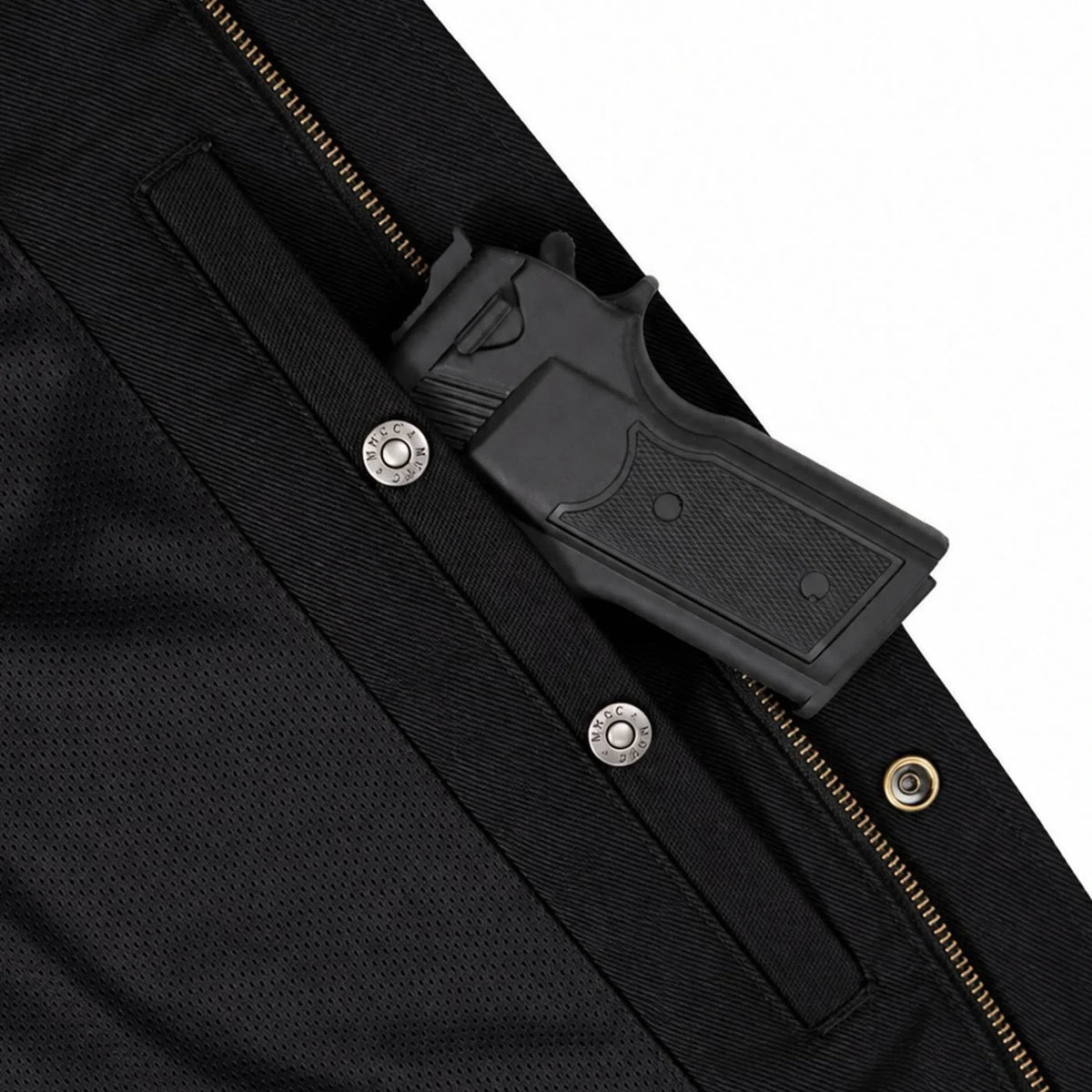 Men's Armored Denim Hooded Jacket - Black/Green