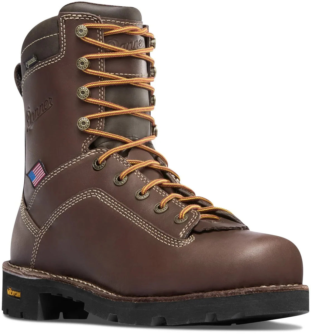 8-Inch Waterproof Alloy Toe Work Boots - Brown