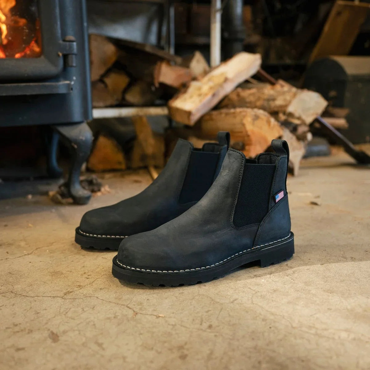 Men's 6-Inch Leather Work Chelsea Boot - Black