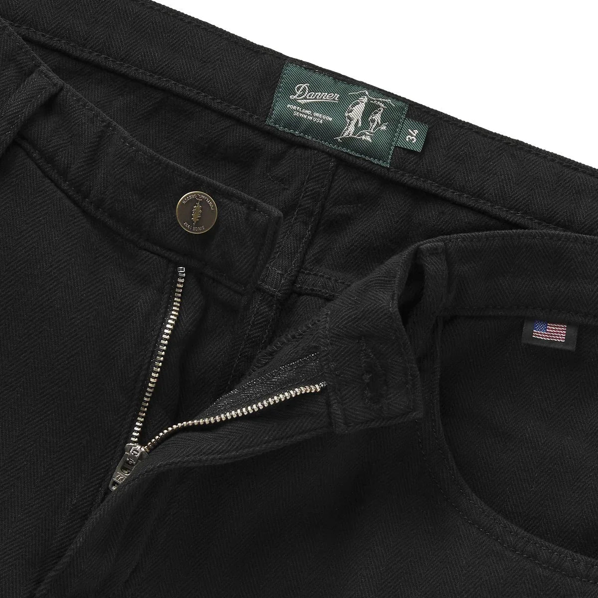 Men's Double-Knee Work Pants - Herringbone Black