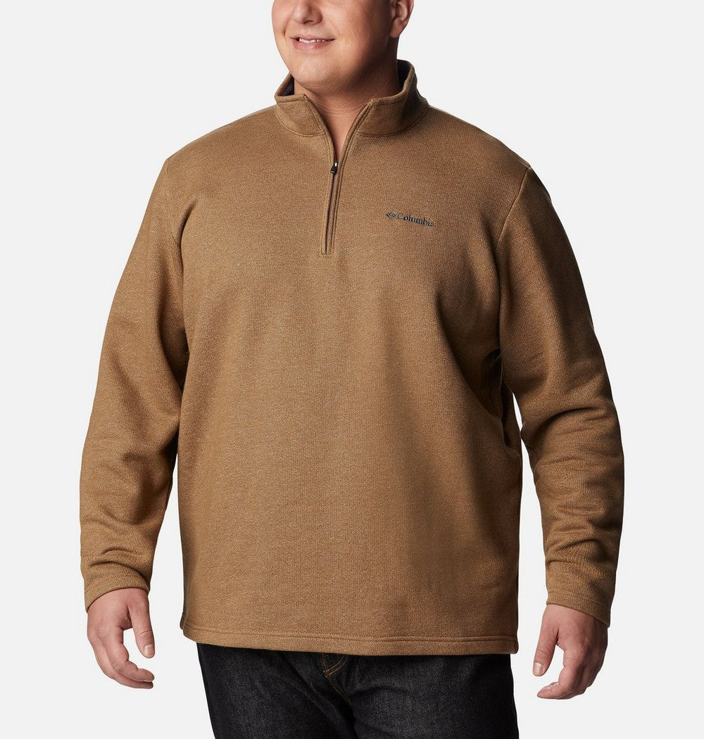 Men's Big Cotton-Blend Half-Zip Pullover - Black