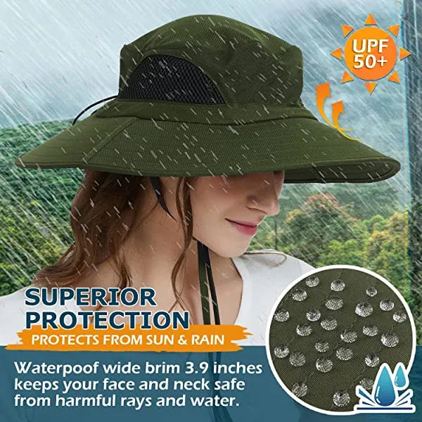 Sun Hat For Men/Women, Waterproof Wide Brim Bucket Hat Foldable Boonie Hat For Fishing Hiking Garden Safari Beach Upf 50/Waterproof