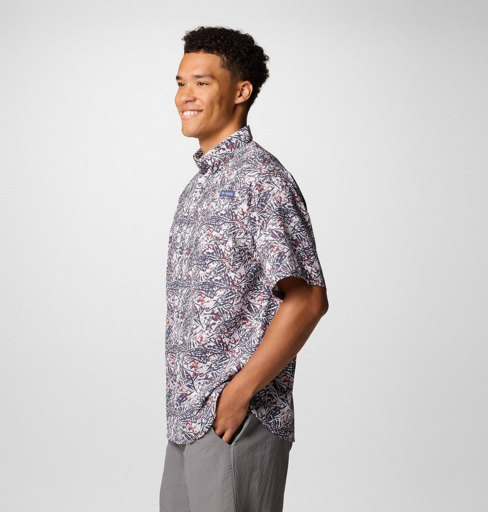 Men's Vented Short-Sleeve Fishing Shirt - Green Gingham