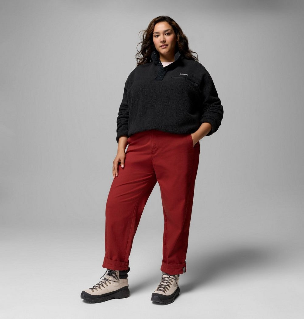 Women's Plus Cropped Sherpa Half-Snap Pullover - Tan