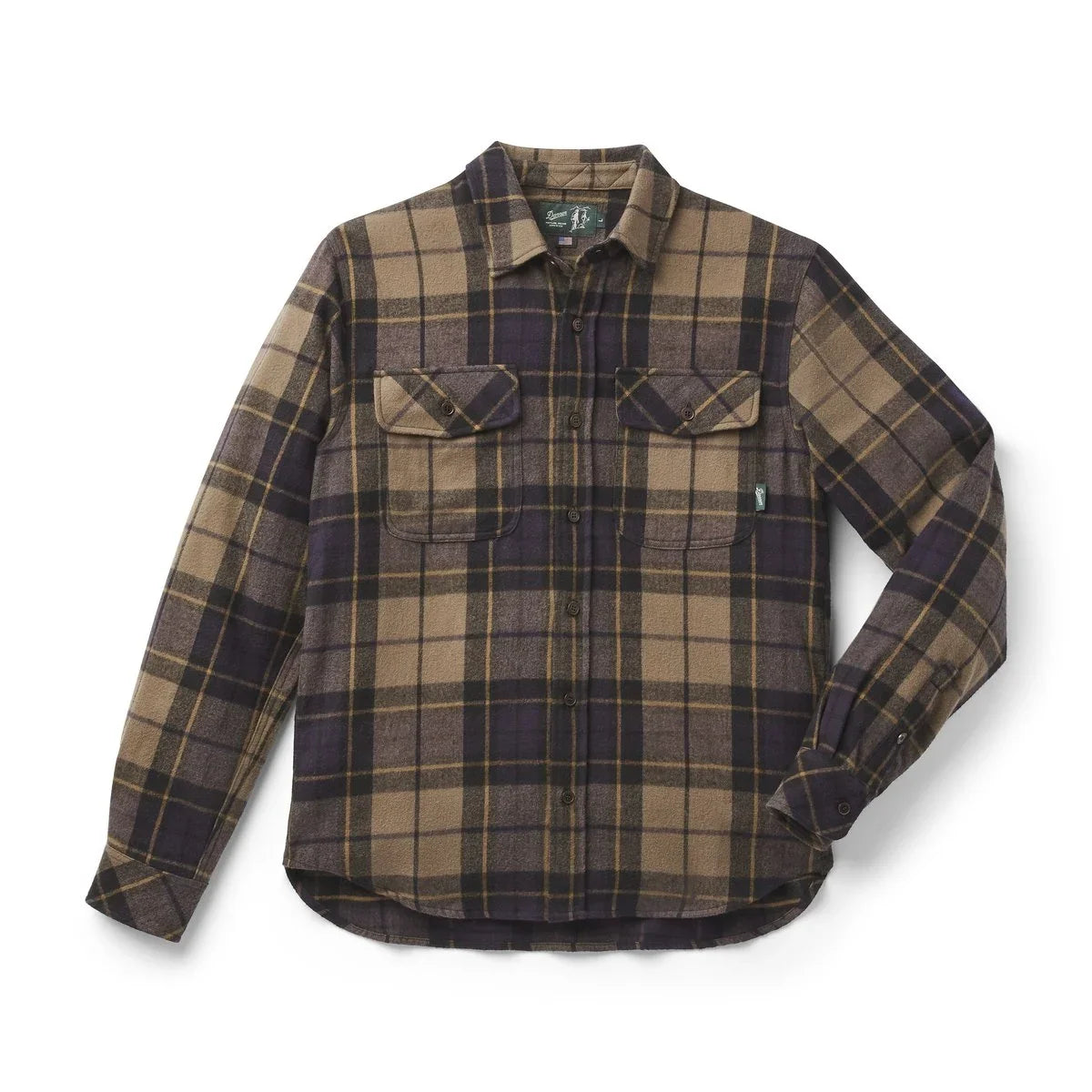 Men's Cotton Flannel Shirt - Navy Olive Plaid