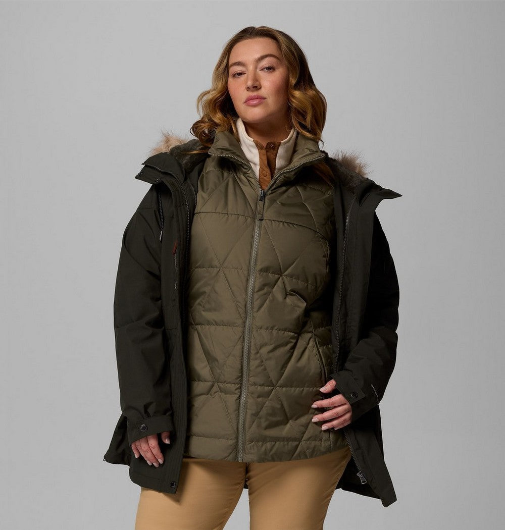 Women's Plus 3-In-1 Hooded Winter Jacket - Green