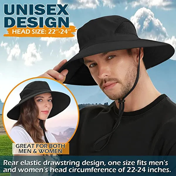 Sun Hat For Men/Women, Waterproof Wide Brim Bucket Hat Foldable Boonie Hat For Fishing Hiking Garden Safari Beach Upf 50/Waterproof