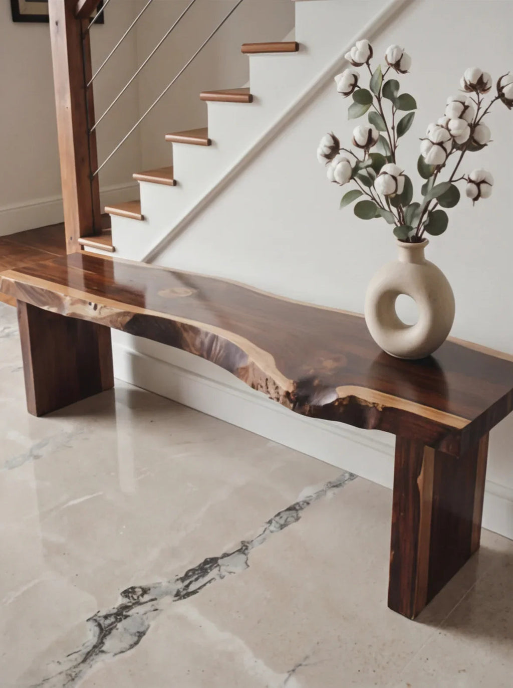 Live Edge Solid Wood Bench