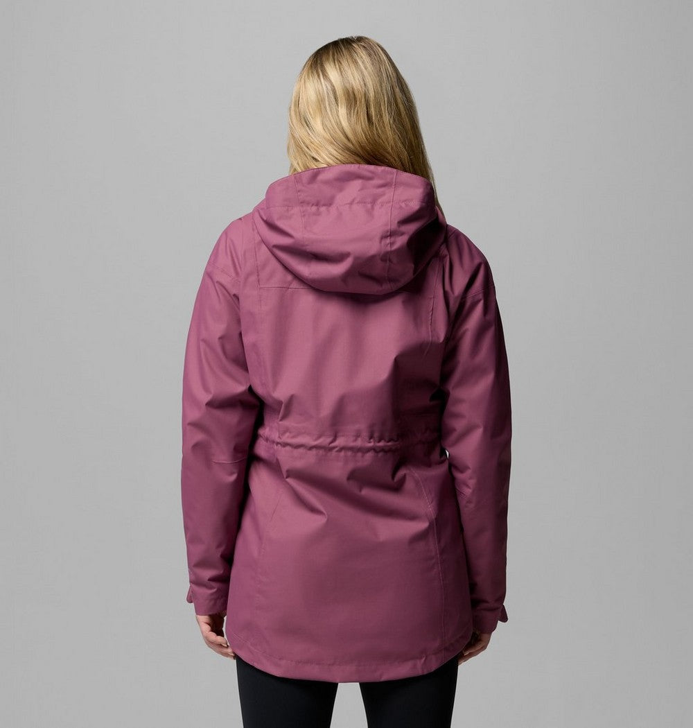 Women's Long Waterproof Rain Jacket - Mauve
