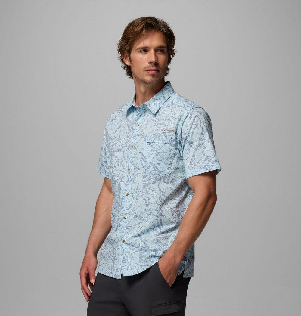 Men's Short-Sleeve Cotton Camp Shirt - Gray