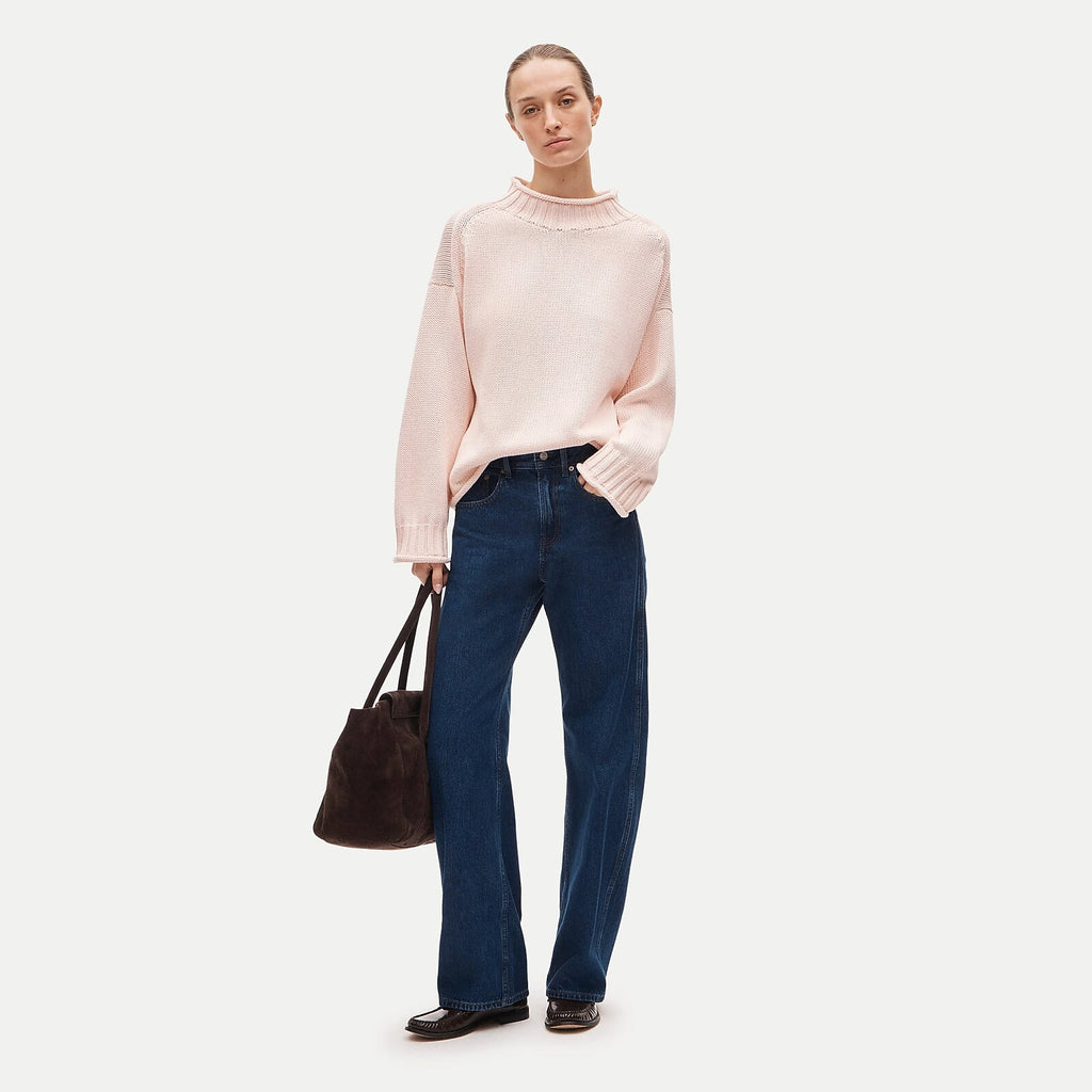 Women's Rolled-Neck Cotton Sweater - Lavender