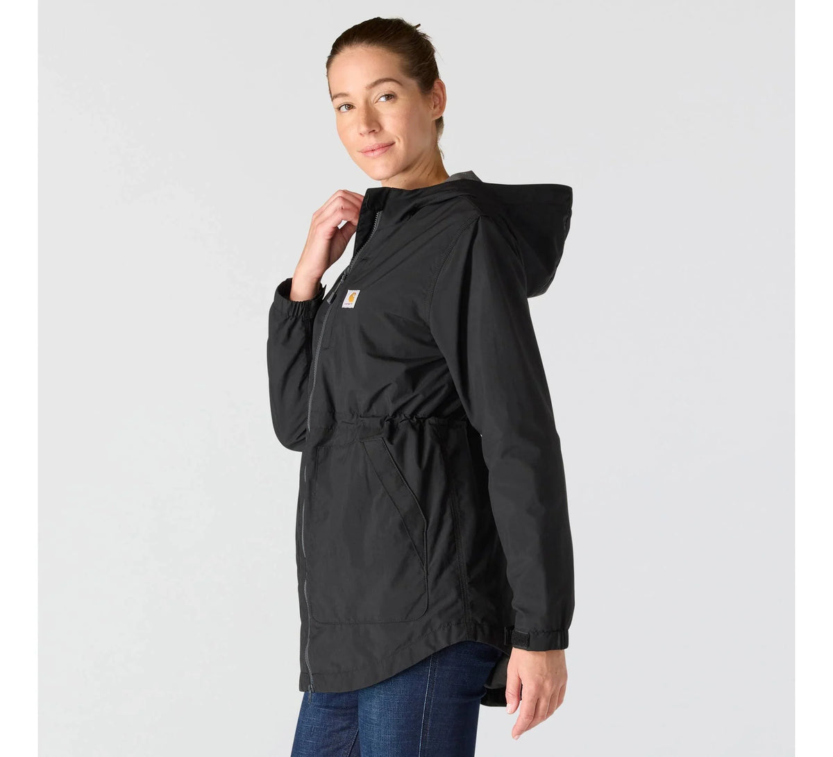 Women's Lightweight Hooded Rain Coat - Black