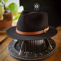 Bespoke Handmade Fedora - Leather Hat Band-Black