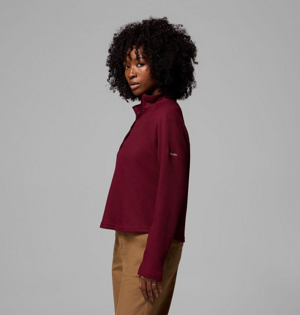 Women's Waffle Knit Half-Snap Shirt - Pink