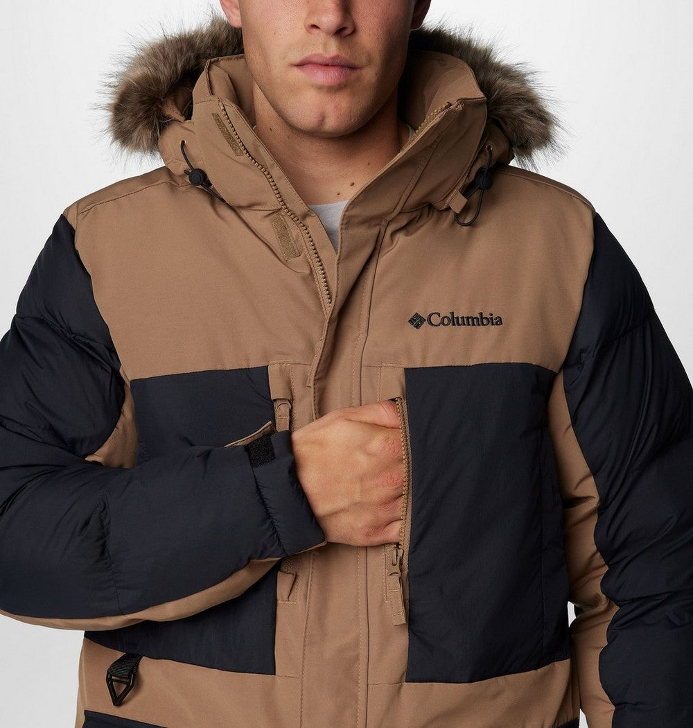 Men's Hooded Insulated Parka - Brown Black