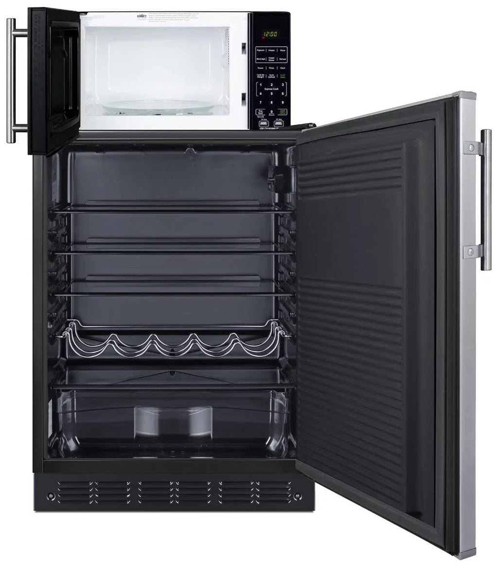 Summit Microwave And Refrigerator Combination, 24 inch, 5.1 cu.ft. - MRF708BLSSA FF708BLSS SM903BSA1