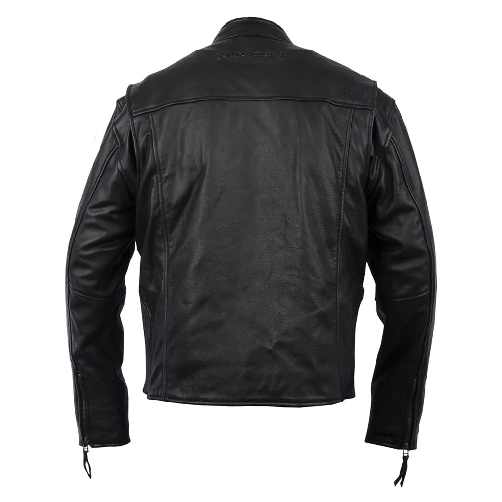 Men's Buffalo Leather Thermal Motorcycle Jacket - Black