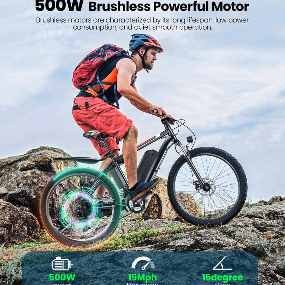 Gocio Adult Electric Mountain Bike 26 inch 500W 48V 7.8AH