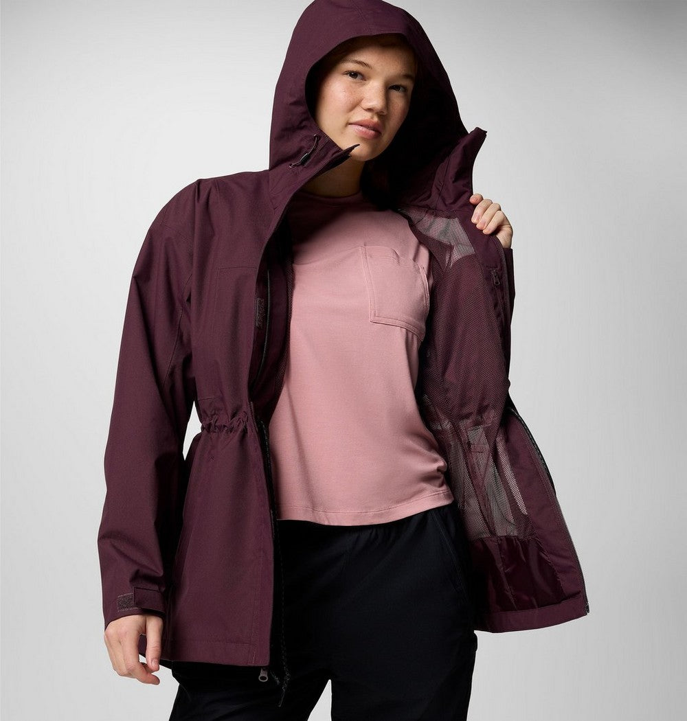 Women's Long Waterproof Rain Jacket - Mauve