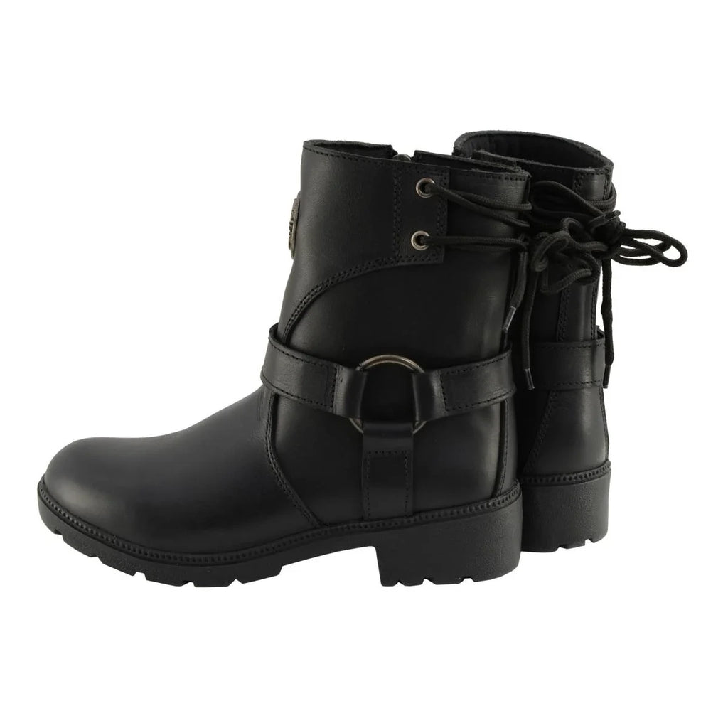 Women's Harness Motorcycle Boots - Black