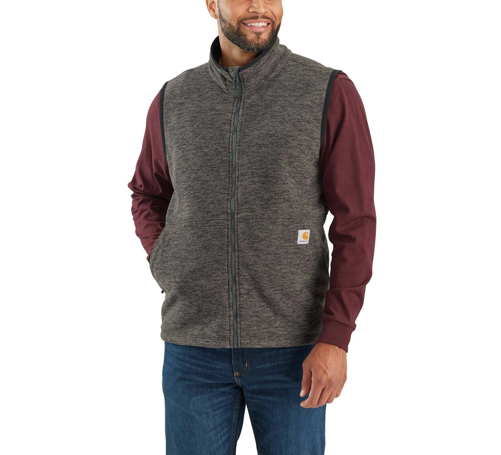 Men's Textured Fleece Zip Vest - Heather Gray