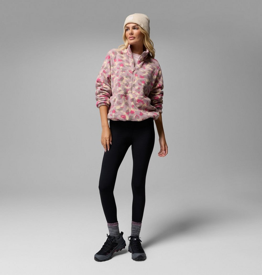 Women's Printed Fleece Half-Zip Pullover - Mauve