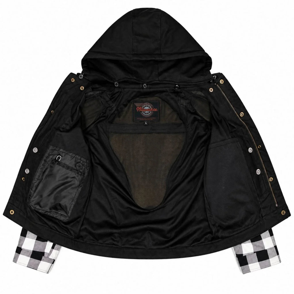 Men's Armored Denim Hooded Motorcycle Jacket
