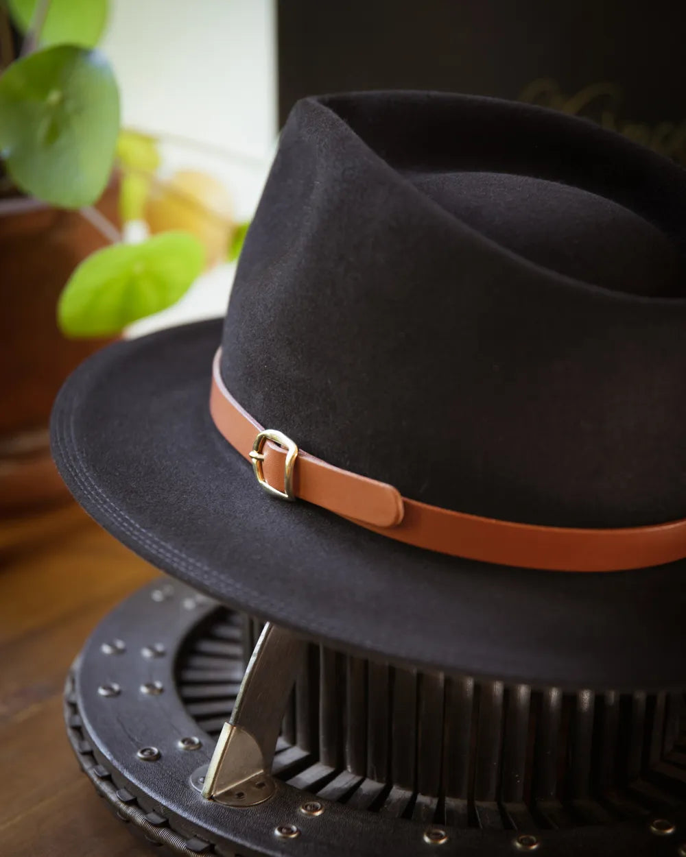 Bespoke Handmade Fedora - Leather Hat Band-Black