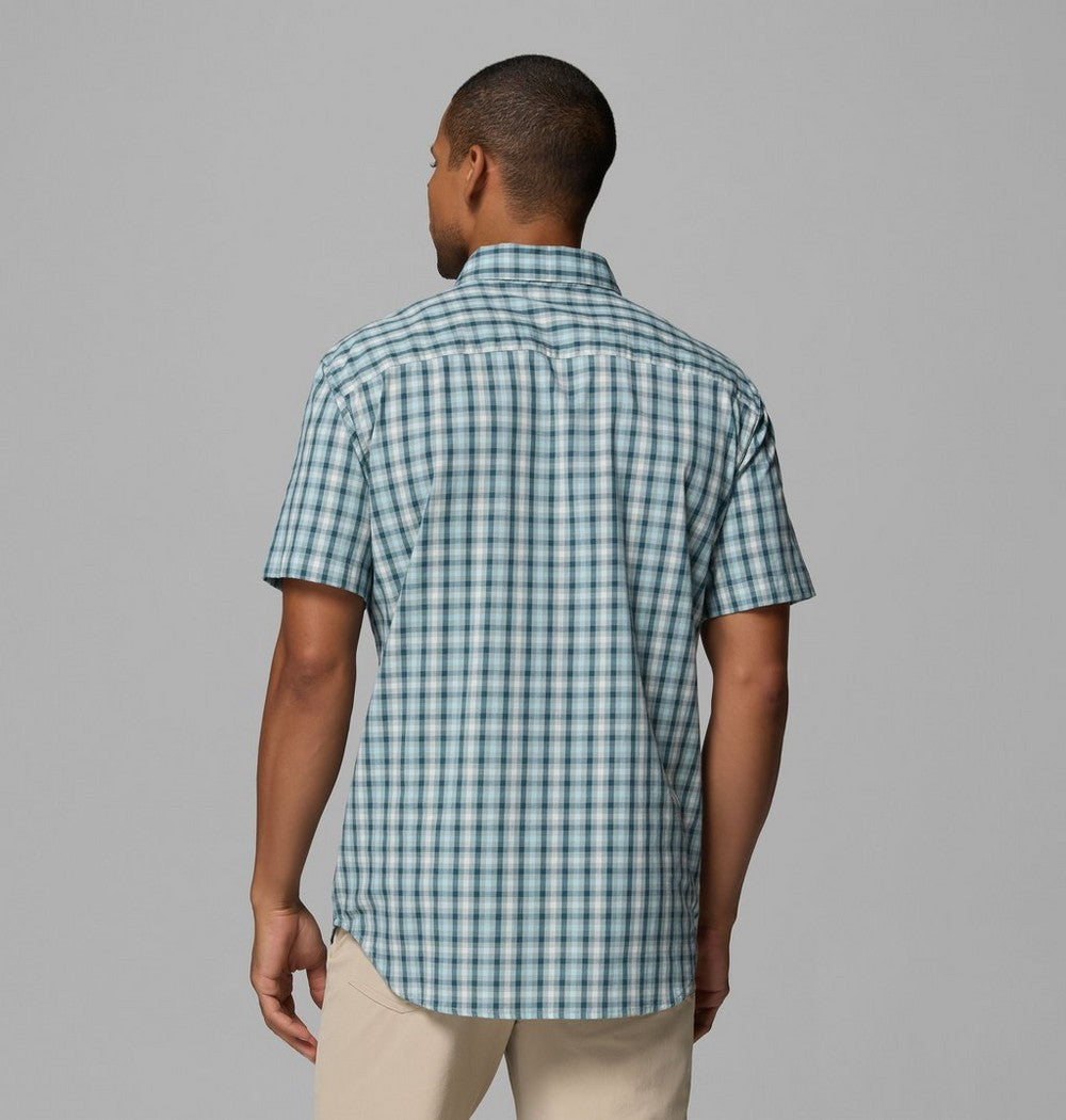 Men's Stretch Short Sleeve Plaid Shirt - Navy