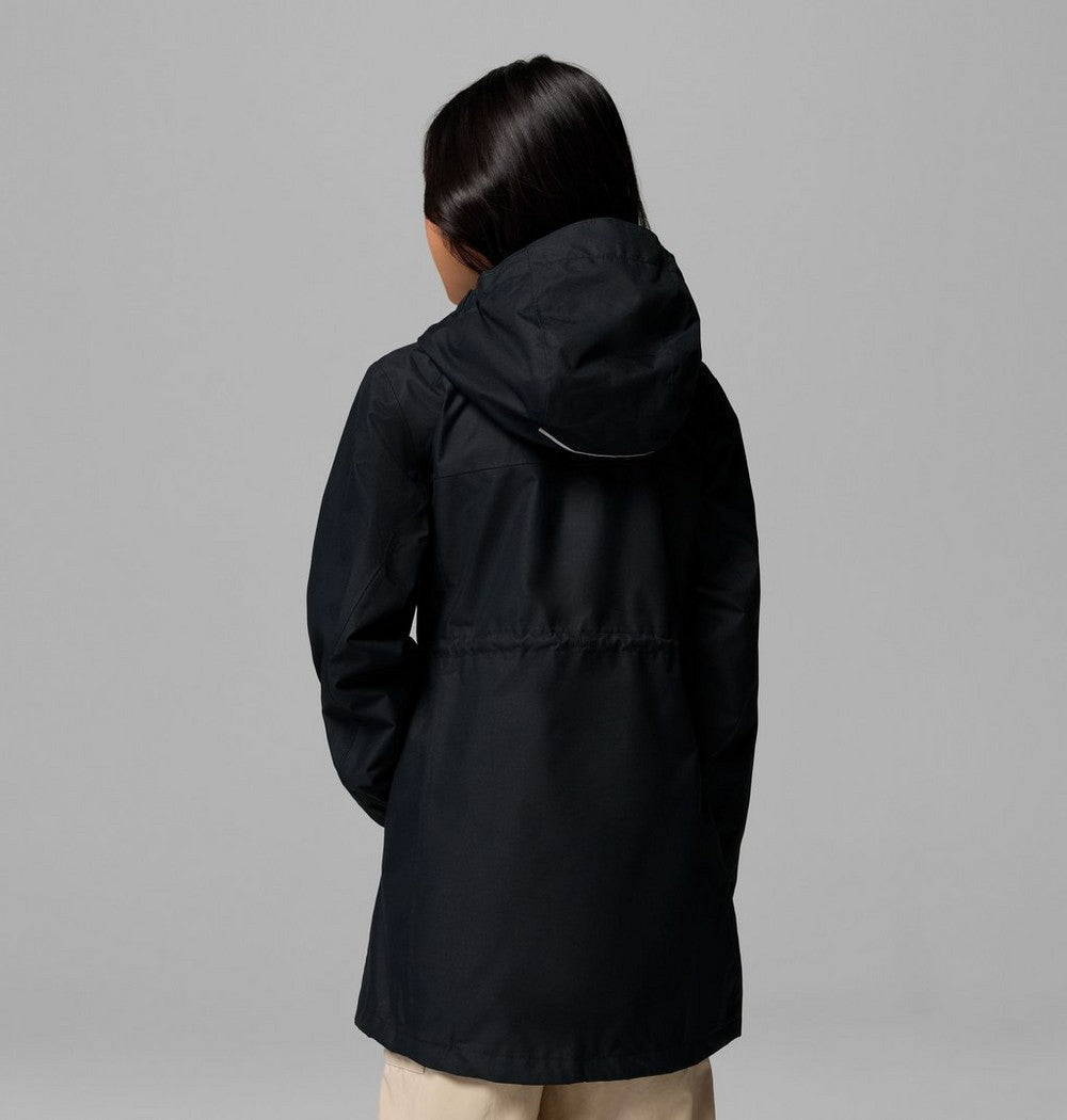 Girls' Long Waterproof Rain Jacket - Black