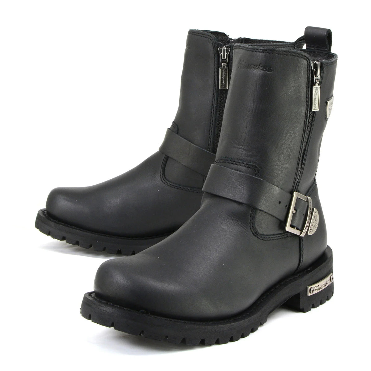 Men's Zip Motorcycle Boots - Black