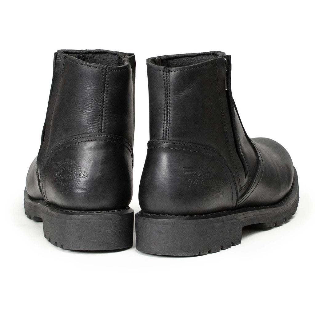 Men's Dual-Zip Motorcycle Boots - Black
