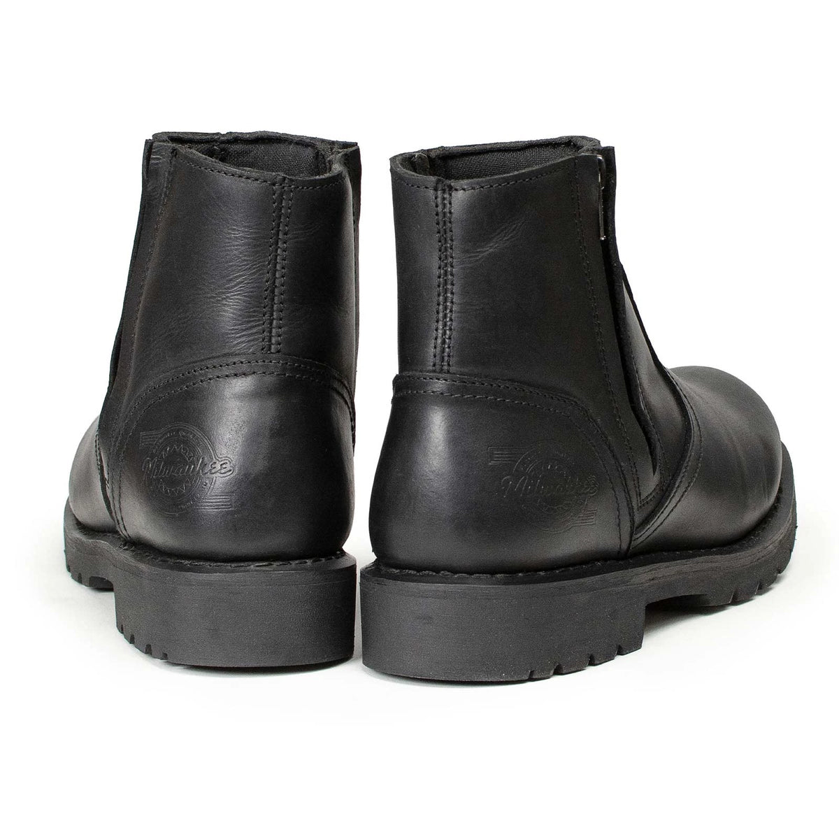 Men's Dual-Zip Motorcycle Boots - Black