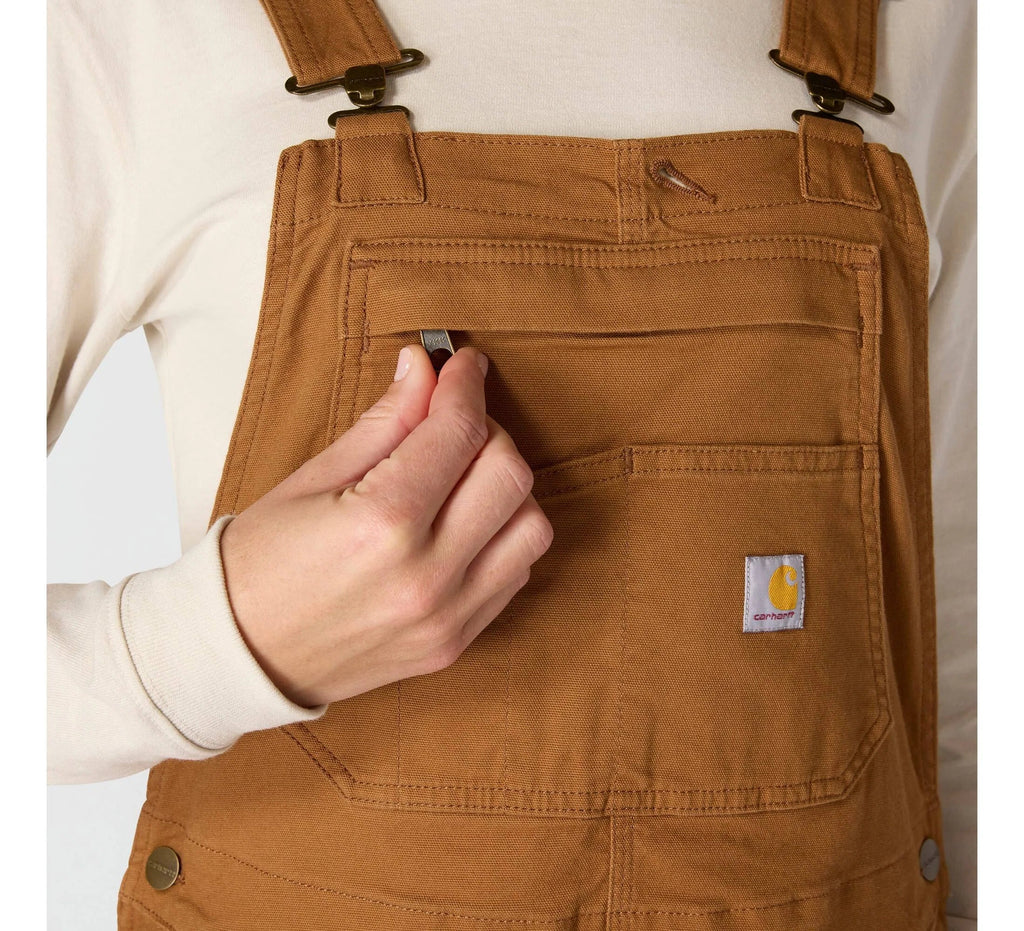 Women's Stretch Canvas Bib Overalls - Brown