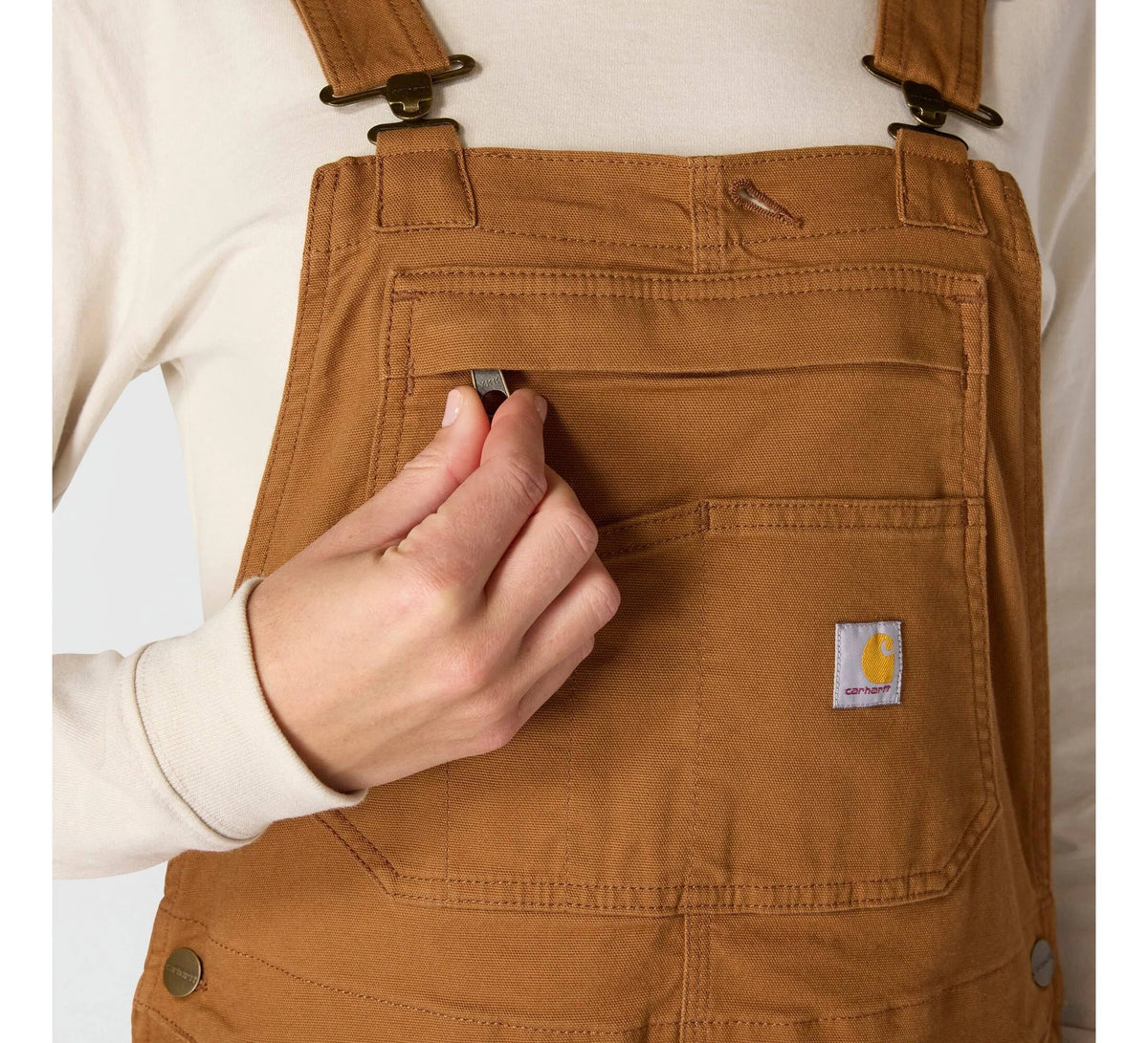 Women's Stretch Canvas Bib Overalls - Brown