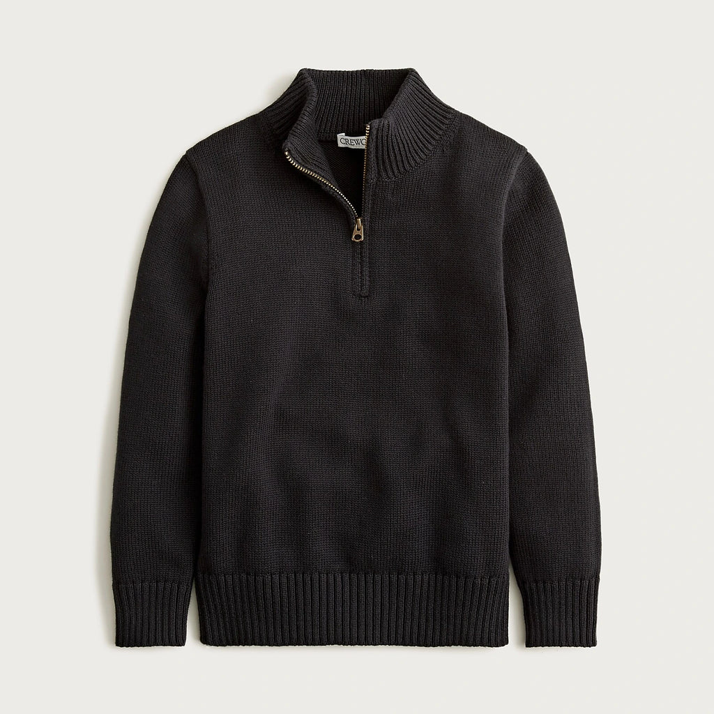 Kids' Cotton Quarter-Zip Pullover - Black