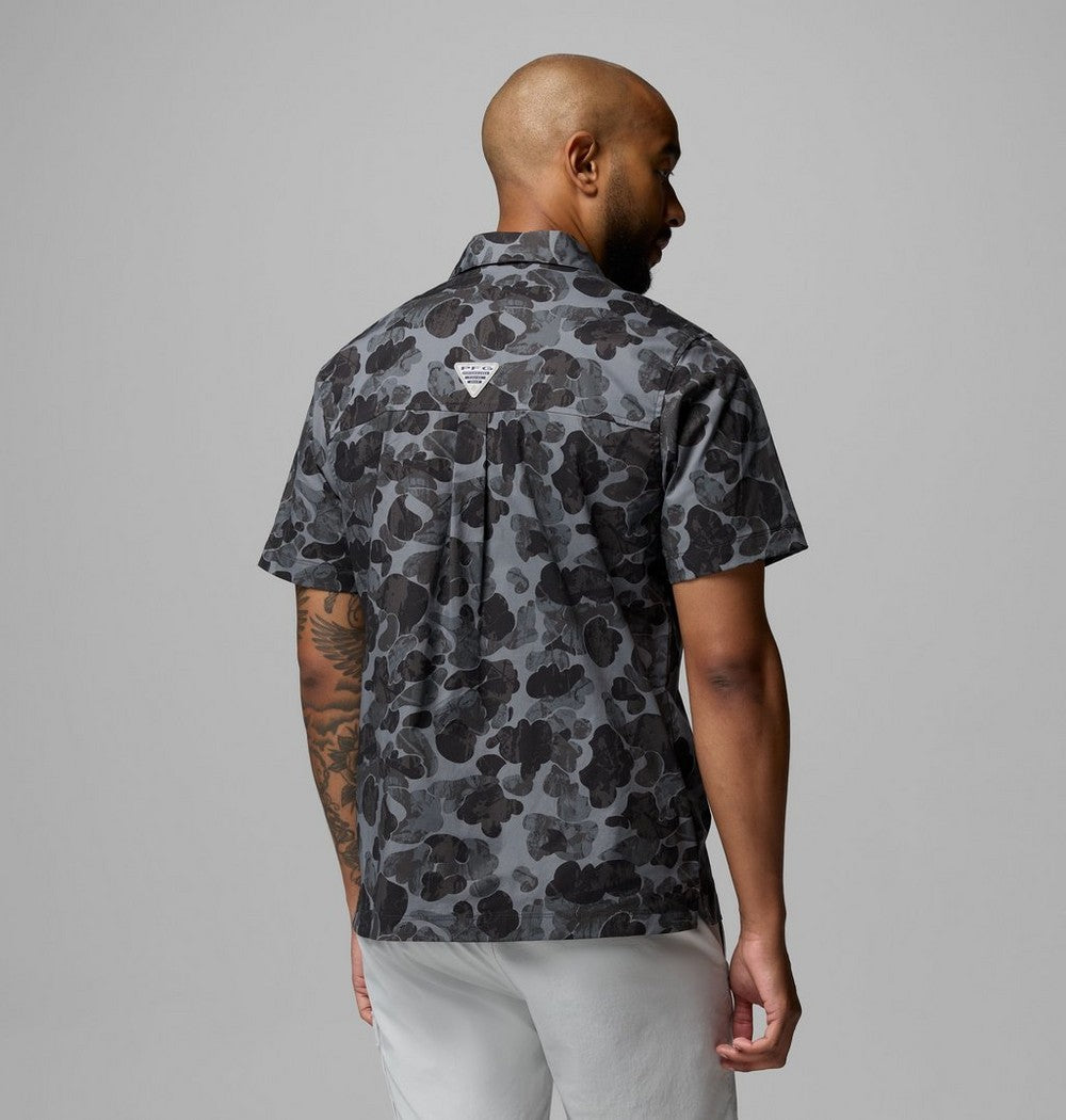 Men's Short-Sleeve Cotton Camp Shirt - Gray