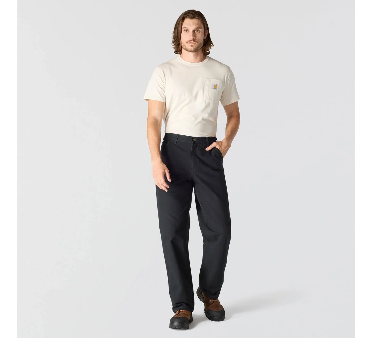 Men's Loose Cotton Canvas Utility Pants - Black