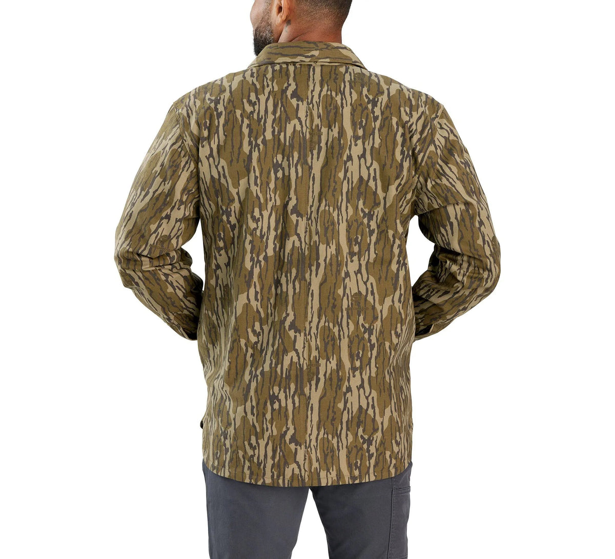 Men's Fleece-Lined Stretch Canvas Shirt Jacket - Camo
