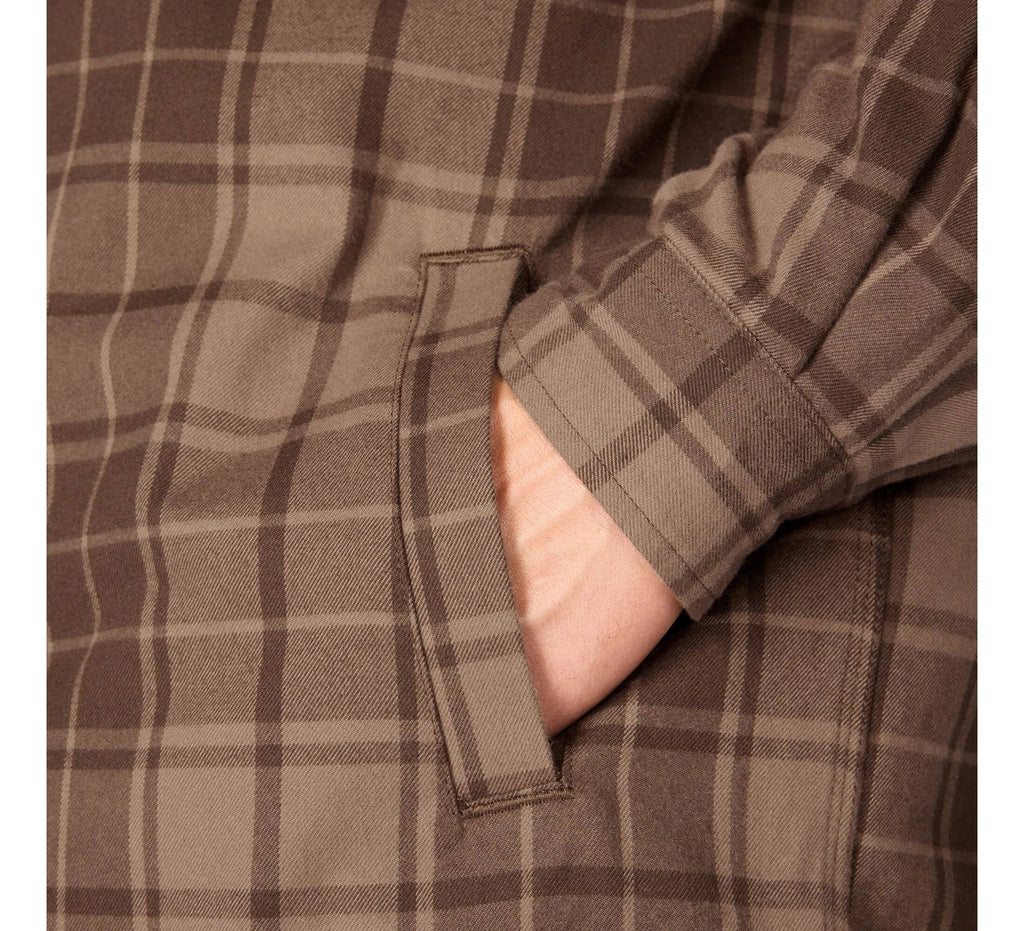 Men's Sherpa-Lined Plaid Shirt Jacket - Brown