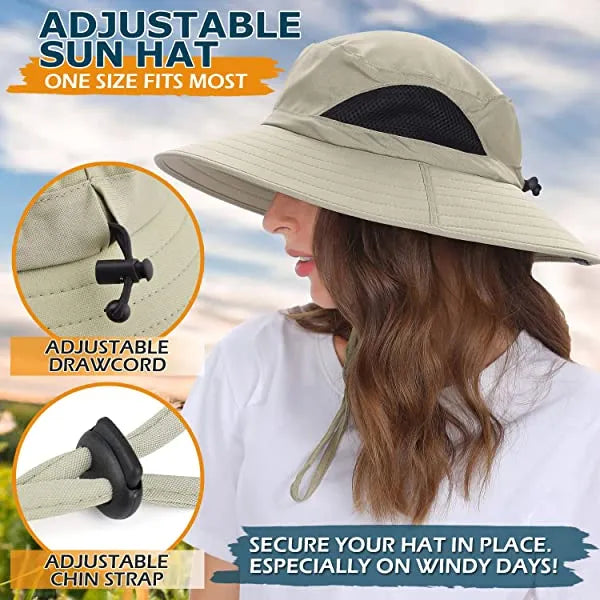 Sun Hat For Men/Women, Waterproof Wide Brim Bucket Hat Foldable Boonie Hat For Fishing Hiking Garden Safari Beach Upf 50/Waterproof