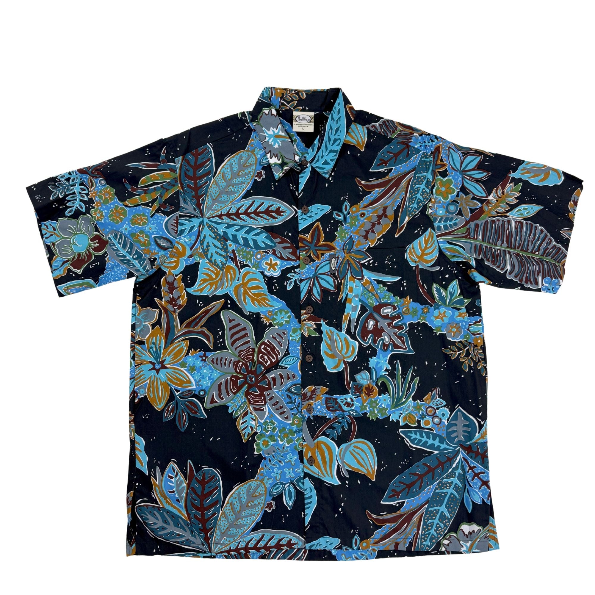Pua Nui (Black) Hawaiian Shirts