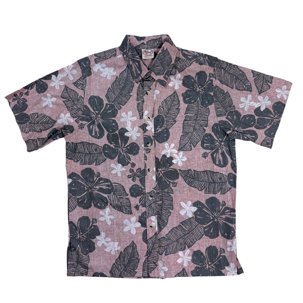 Texture Hibiscus Reverse (Coral) Hawaiian Shirts