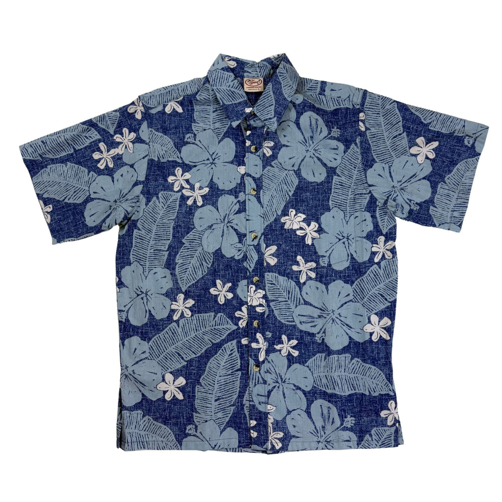Texture Hibiscus Reverse (Navy) Hawaiian Shirts