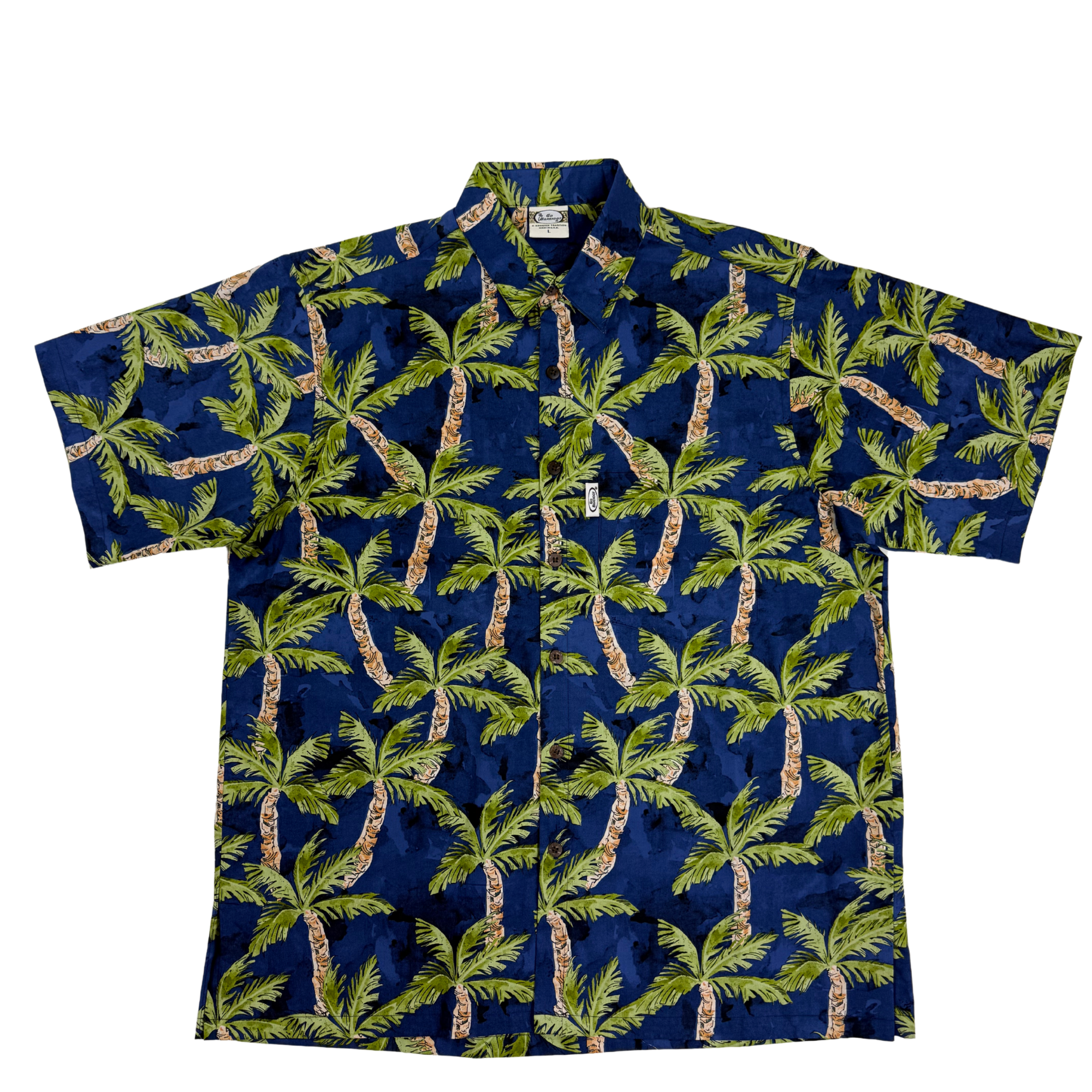 Water Palms (Navy) Hawaiian Shirts