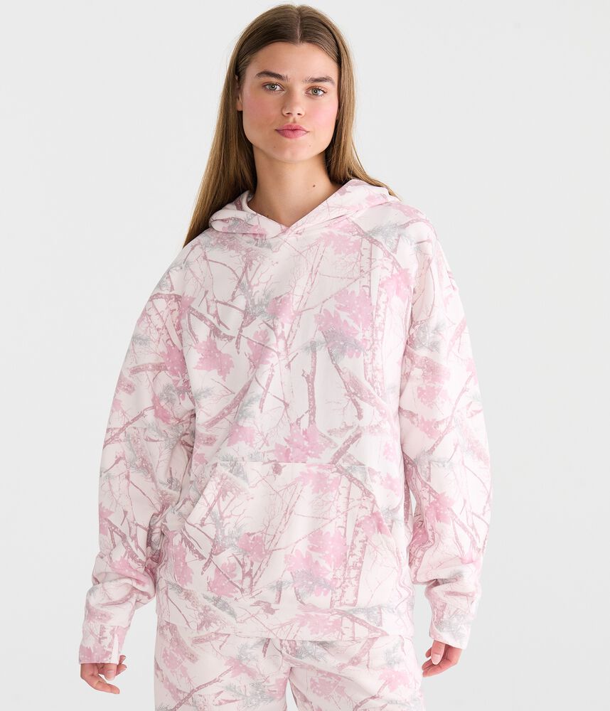 Oversized Camo Fleece Pullover Hoodie