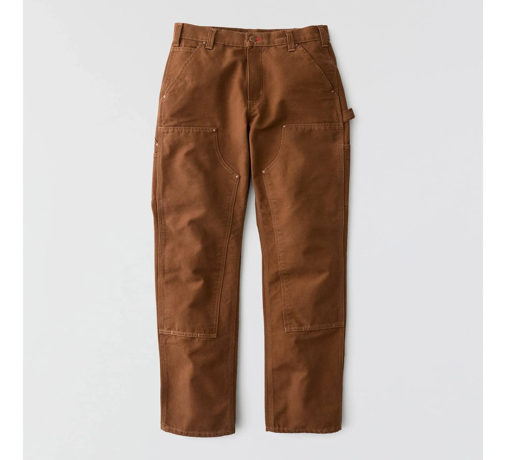 Men's Double-Knee Canvas Work Pants - Red