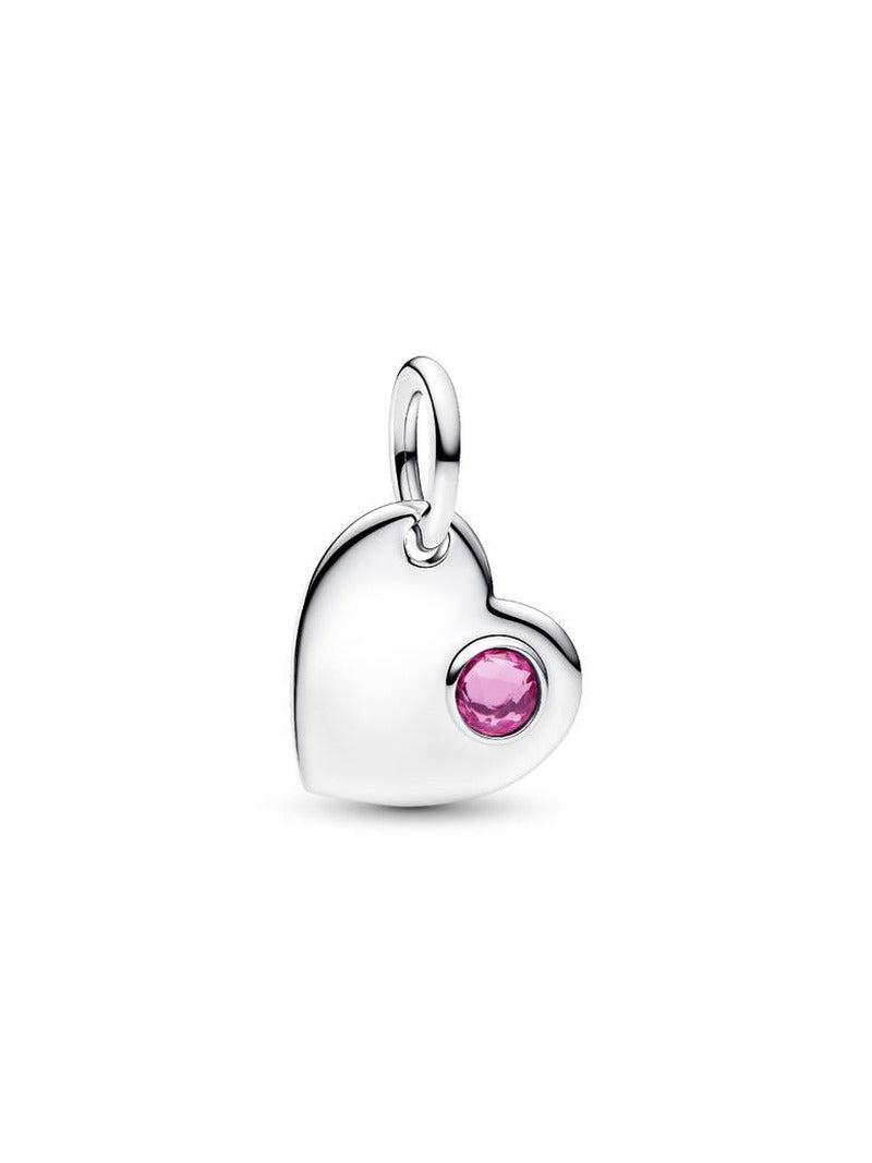 Pink Stone Engravable Heart Dangle Charm