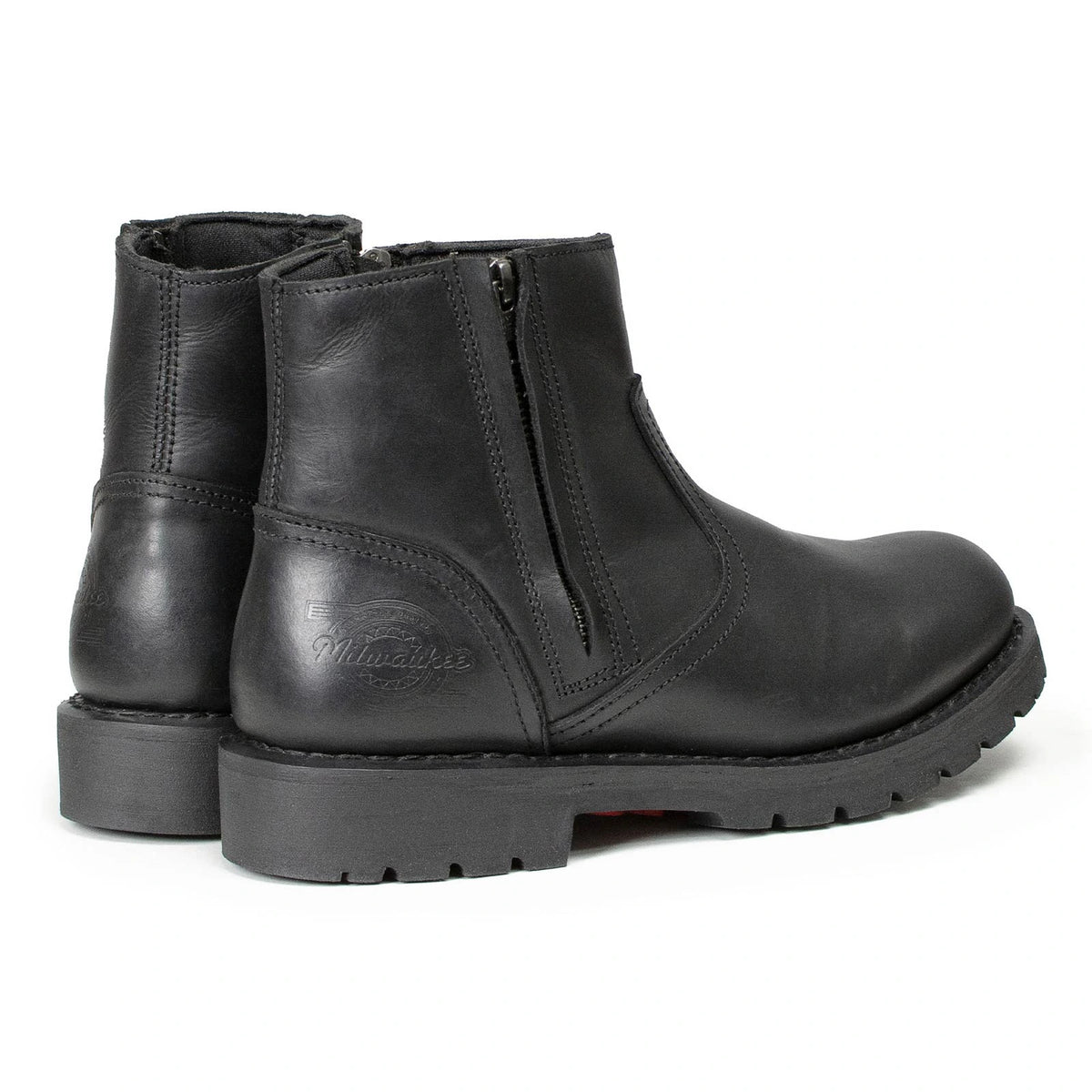 Men's Dual-Zip Motorcycle Boots - Black