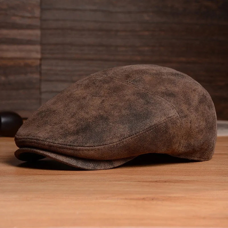 Premium Vintage Casual Leather Berets - Light Brown